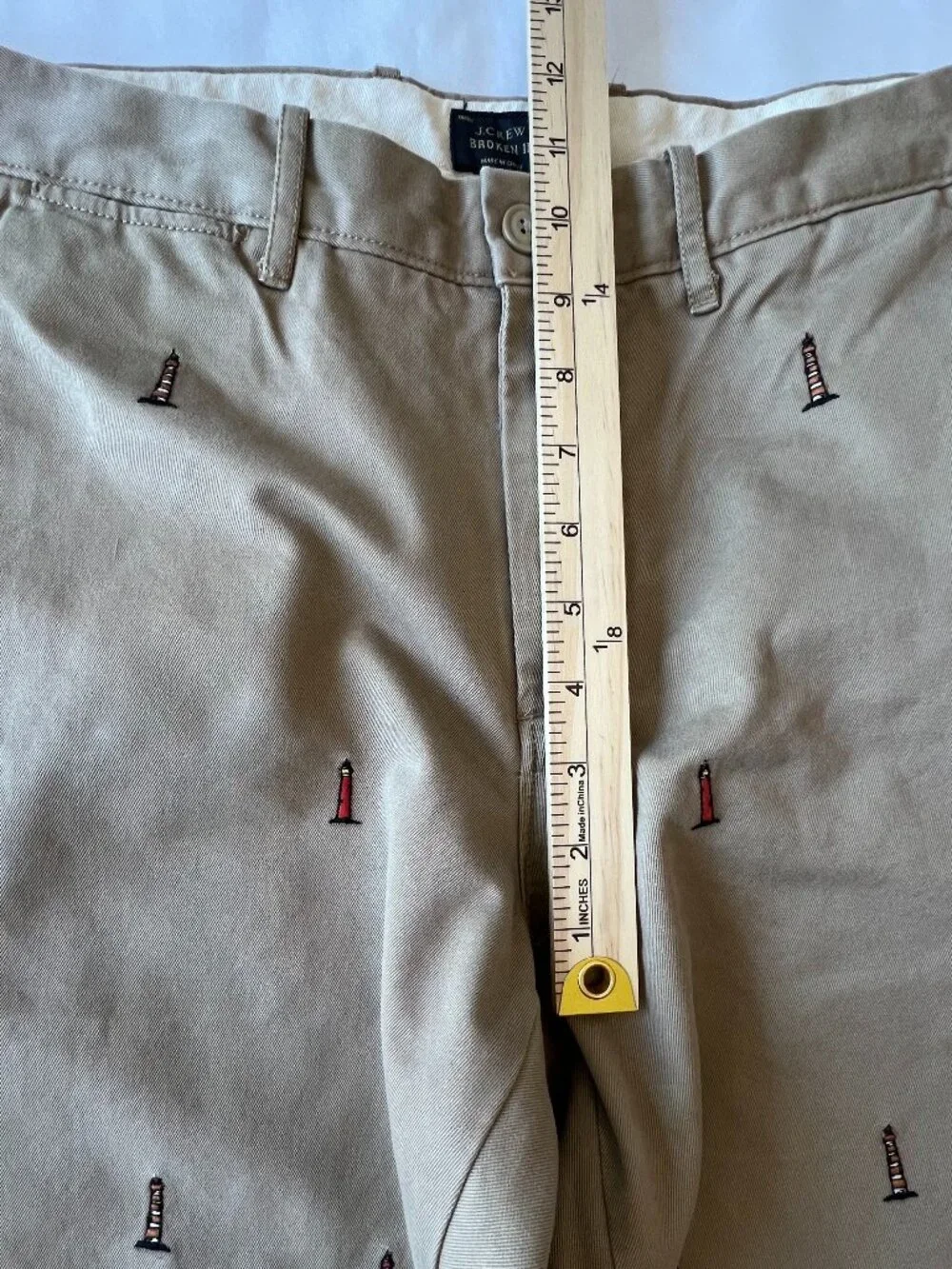 J Crew Mens 770 Straight Chinos Embroidered Lighthouses 32 X 32 100% Cotton - Picture 9 of 14